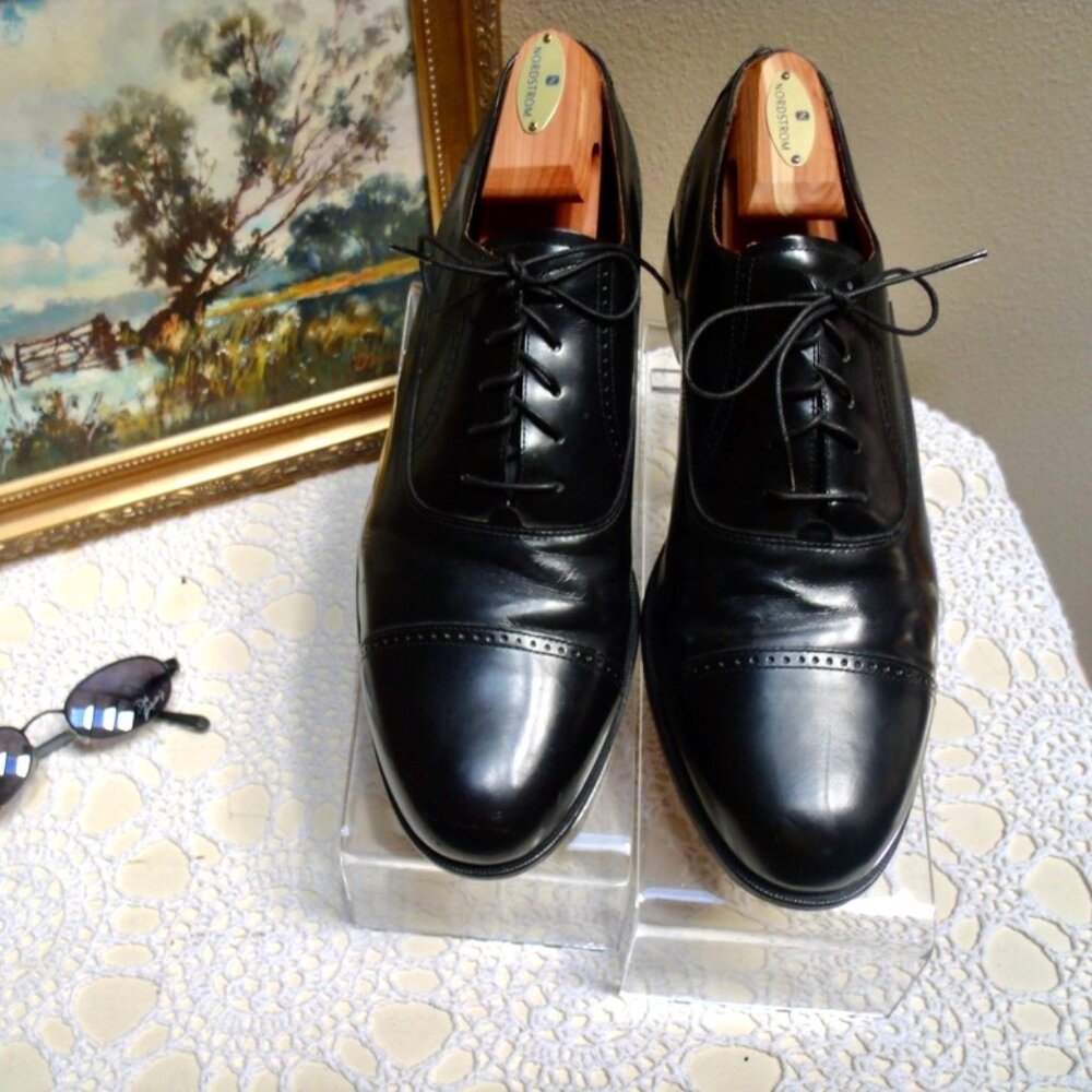 BOSTONIAN CLASSICS First Flex Leather Cap Toe Black Oxfords Men's Sz 12 M